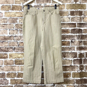 Vintage Faded Glory Pants Wide Leg Beige White Pin Stripe Women’s Size‎ 10